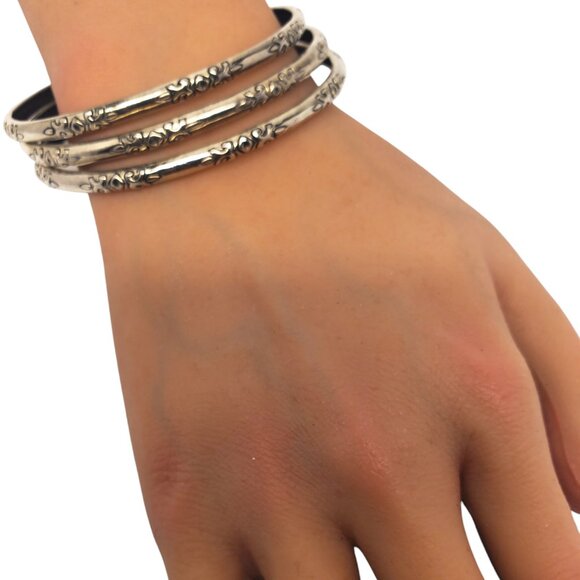 Silpada Sterling Silver Set Of 3 Willow Bangle XO Bracelets # 19624 - Picture 11 of 12
